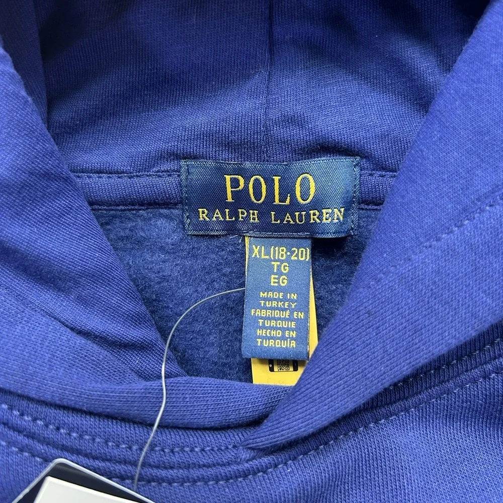 Polo Ralph Lauren Hoodie Boys XL (18-20) Blue Polo Bear Winter Pullover Fleece